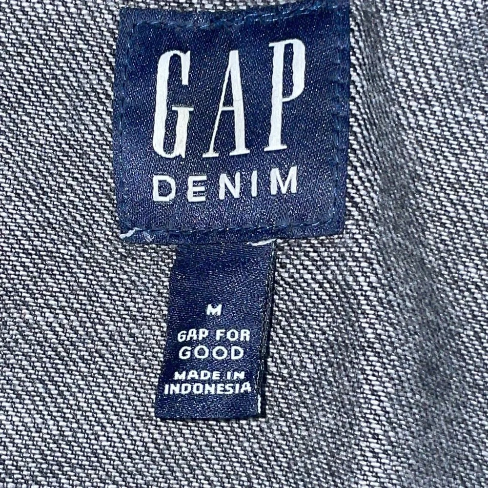 GAP Long Sleeve Denim Dress Icon Denim Duster Jacket Grey  Black M
